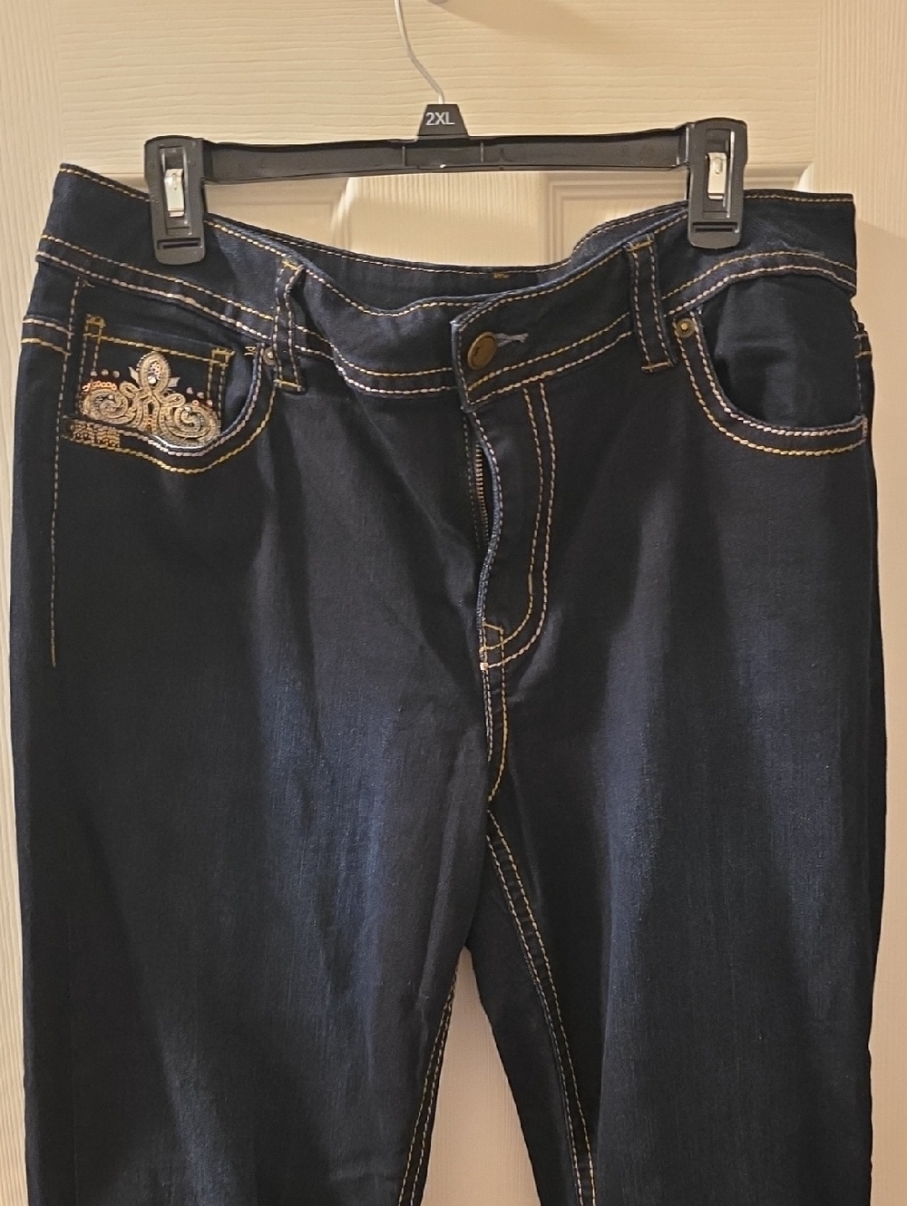 Lane Bryant Dark Blue Skinny Jeans with Embroidered Pocket